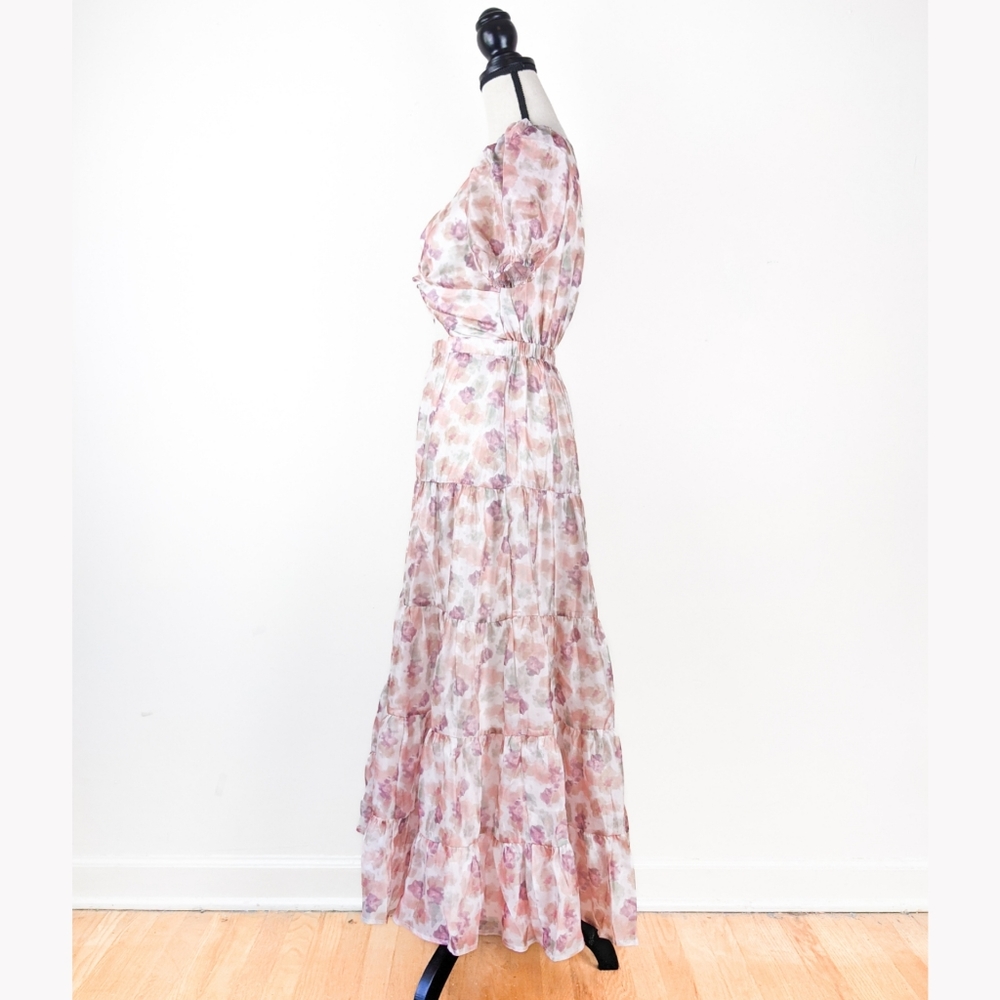 NWT Storia Watercolor Tiered Midi Dress - Picture 3 of 5